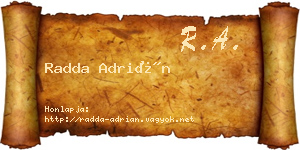 Radda Adrián névjegykártya